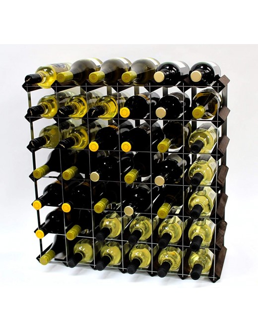 Classic 42 Bottle Dark Oak Stained Wood and galvanised Metal Wine Rack Ready Assembled - B00403WBYGM