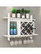 COSTWAY Wall Mounted Wine Rack Bottle Glass Bar Accessories Shelving Organizer Wood Wine Storage Display Shelf for Kitchen and Living Room White 80 x 20 x 59cm - B07T1XKD5RD