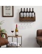 IBUYKE Wall Mounted Wine Rack Rustic Wood Wine Glasses Rack Holds 5 Wine Bottles and 5 Stemware Glass Holder Cork Storage Store for Kitchen Dining Room Bars Charcoal Color WD-111 - B09J2D6N8RB