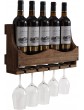 IBUYKE Wall Mounted Wine Rack Rustic Wood Wine Glasses Rack Holds 5 Wine Bottles and 5 Stemware Glass Holder Cork Storage Store for Kitchen Dining Room Bars Charcoal Color WD-111 - B09J2D6N8RB
