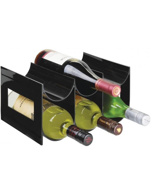 mDesign Wine Rack — Water and Wine Bottle Holder for Worktops Pantries and Fridges — Wine Storage Rack with 2 Tiers and 6 Slots — Black - B07KXZY9LRH