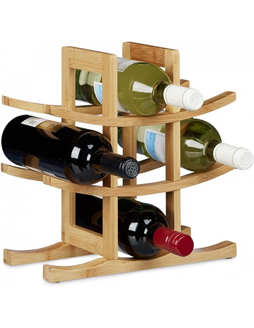 Relaxdays Bamboo Wine Rack Holder for 9 Standard Bottles Original Design Free-Standing Size: ca 30 x 30 x 14.5 cm Natural Brown 14.5 x 30 x 30 cm - B01NBMMJE1V