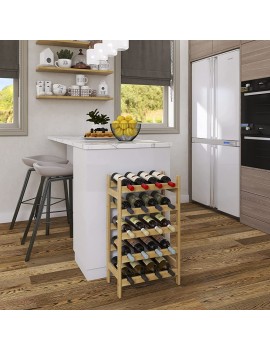 SMIBUY Bamboo Wine Rack 20 Bottles Display Holder 5-Tier Free Standing Storage Shelves for Kitchen Pantry Cellar Bar Natural  - B094NY63YFO