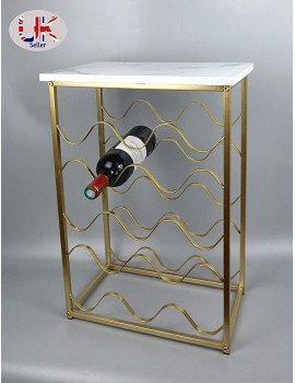 spot on dealz® Wine Rack table Stand 4 Tier home bar unit with gold frame 12 bottle holder drinks cabinets free standing metal tube with Gold powder coating - B09FLV5J6ML