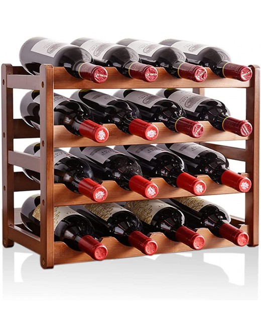 Wine Racks Free Standing Wine Rack Organizer with 4-Tier 16 Bottles Display Cabinet for Home Kitchen Bar Garden Cellar Brown - B092VJQ27XG