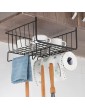 Dreafly Metal Hanging Basket Under-Cabinet Wire Basket Small Item Organiser for Home Use Under Desk Shelf for Kitchen Pantry Bookshelf with Dual Mounted Hooks - B0B12K7F3WD