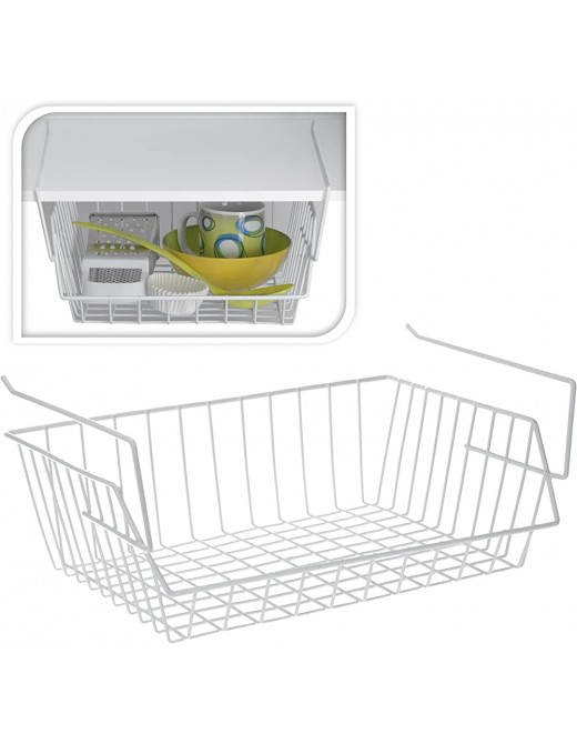 Large White under Shelf Storage Basket Rack Holder Kitchen Bin Bathroom Organizer Space SavingSI-K1010 by FunkyBuys - B01H2T4R5KQ
