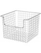 mDesign Set of 4 Wire Basket for Cupboards or Shelves – Practical Storage Box for The Kitchen Bathroom or Office – Open Metal Wire File Box – Chrome - B07N1XQQRQC