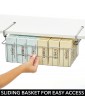 mDesign Under Shelf Basket – Shelf-Mounted Storage Basket Made of Metal – Kitchen Storage Solution for Tins Jars Packets and More – 27.9 cm x 41.9 cm x 17.0 cm – Silver - B0823518ZVZ