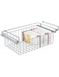 mDesign Under Shelf Basket – Shelf-Mounted Storage Basket Made of Metal – Kitchen Storage Solution for Tins Jars Packets and More – 27.9 cm x 41.9 cm x 17.0 cm – Silver - B0823518ZVZ