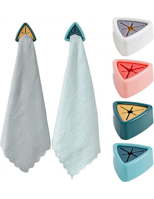 SYBJ Tea Towel Holders 4 Pcs Bathroom Self-adhesive Towel Hooks Towel Plug Holder with Microfibre Cloth for Bathroom Kitchen No Drilling Required,B - B09TKHCTLSO