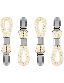 woyada 2 4pcs Tea Towel Clips,Beach Towel Clips Hanging Braided Cotton Loop with Metal Clamp,Durable Cloth Hanger Brackets Holder for Home Bathroom Kitchen - B09T9BJVHHO