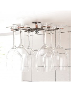 STXMY Under Cabinet Stemware Rack Iron Wine Glass Holder Storage Rack Hanger with 6 Hooks for Kitchen Bar Bronze - B096ZT96GSO