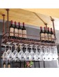 SWJZXF Wine Racks Ceiling Wine Racks Adjustable Height with Glass Holder for Wine Glasses,Mugs,Home Decor,Metal and Wood Stemware Glass Rack,Stemware Racks,Rustic Rack - B0B2VSP6R4U