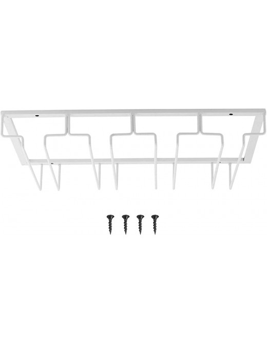 Wine Glass Rack,Under Cabinet Stemware Wine Cup Rack Right Angle Wine Hanging Glasses Hanger Display Shelf Organizer for Kitchen Bar White4 Rows 1 Pack - B092R4N351K