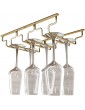 WOAIAI 13.5-Inch Gold Wine Glass Rack Under Cabinet Hanging Wine Glass Hanger 3 Rows Stainless Steel Stemware Rack - B0B2MWCFHPG