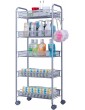 5 Tier Rolling Storage Cart with Honeycomb Mesh Basket Metal Utility Cart with Wheels Slide Out Organizer Cart for Home Kitchen Bathroom Living Room Silver - B09GVVX7FLQ