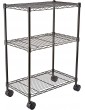 Basics 3-Shelf Storage Unit on Wheels with Height Adjustable Shelves and Adjustable Levelling Feet 340kg Max Weight Black - B01LYZ7U4IM