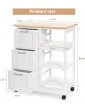 CASART Kitchen Island Trolley Cart 3 Drawer Kitchen Storage Cabinet Portable Food Cart with Pine Wood Worktop and Rolling Wheels for Kitchen Restaurant and Home - B09GJVQQ9VI