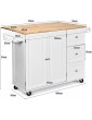 CASART Rolling Kitchen Cabinet Kitchen Trolley with 3 Drawers Adjustable Shelves & Extendable Countertop Home Kitchen Island Cupboard - B09GRLH6P9P