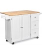 CASART Rolling Kitchen Cabinet Kitchen Trolley with 3 Drawers Adjustable Shelves & Extendable Countertop Home Kitchen Island Cupboard - B09GRLH6P9P