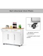 COSTWAY Kitchen Island Cart Large Storage Trolley with 2 Drawers 2 Cabinets Knife Rack 4 Lockable Wheels & Rubber Wooden Tabletop Mobile Serving Utility Cart 122 x 46 x 92cm White - B07XD3QPM1F