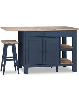 Florence kitchen island with cupboard drawers and shelves. Large kitchen island with limed acacia top. - B07KFJQXWFN