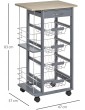 HOMCOM Rolling Kitchen Cart Utility Storage Cart with 4 Basket Drawers & Side Racks Wheels for Dining Room Grey - B08L69NY2SU