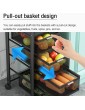 Kitchen Storage Trolley with Drawer 3 4 5 -Tiers Slide Out Storage Cart Multi-Functional Locker Fruit Vegetable Storage Rack Slim Shelf Unit Organizer on Wheels 4 Tiers - B09J8S8RBKH
