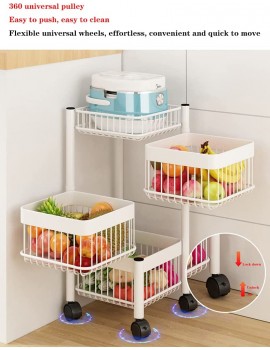 LKH Rolling Storage Cart with Hollow Storage Basket Kitchen Island Cart Trolley Industrial Rotating Vegetable Rack Utility Storage Cart Easy MovingSize:4-tier,Color:White - B09B5TDZL7R