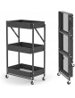 PALAKLOT 3 Tier Folding Kitchen Storage Trolley Rack with Caster Wheels Rolling Cart Metal Utility Space Saving | Home Storage Organizer Racks | Easy Assembly for Kitchen Bathroom Office | Black - B098P7WXVXS