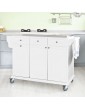 SoBuy® FKW33-W Luxury Kitchen Trolley with Large Storage Cabinet Kitchen Island with Stainless Steel Worktop White - B0157Z2SS4J