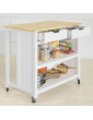 SoBuy® FKW74-WN Kitchen Storage Trolley Kitchen Storage Shelf Kitchen Breakfast Dining Bar Table White & Natural - B07PJ31QZJM