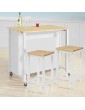 SoBuy® FKW74-WN Kitchen Storage Trolley Kitchen Storage Shelf Kitchen Breakfast Dining Bar Table White & Natural - B07PJ31QZJM