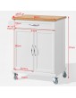 SoBuy® Kitchen Cabinet Kitchen Storage Trolley Cart with Bamboo Worktop 1 Large Cupboard and 1 Drawer FKW13-WN - B015O653ECU