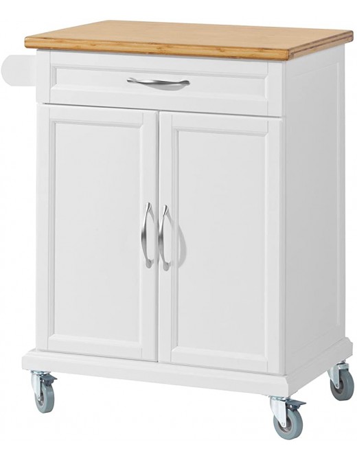 SoBuy® Kitchen Cabinet Kitchen Storage Trolley Cart with Bamboo Worktop 1 Large Cupboard and 1 Drawer FKW13-WN - B015O653ECU