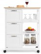 TANGZON Kitchen Island Serving Cart 3-Tier Rolling Storage Trolley with Drawers Shelves and Lockable Wheels Mobile Storage Cabinet for Kitchen Living Room Restaurant and Bar - B09HZH9QVXJ