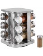 12-Jar Spice Rack Revolving Spice Rack Countertop Spice Tower Stainless Steel Carousel Tower Spice Organizer with 12 Empty Glass Spice Jars Herb and Seasoning Storage Organization for Kitchen - B08P16CQC9H