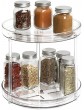 ALIXIN-Lazy Susan Rotatable Spice Rack Organiser Tray,Thick PET Material Cosmetic Rack,Condiments Shelving for kitchen Cupboard Storage,Spice Jars Holder for Preserves,Pantry Organisers. S Double - B08S76978NV