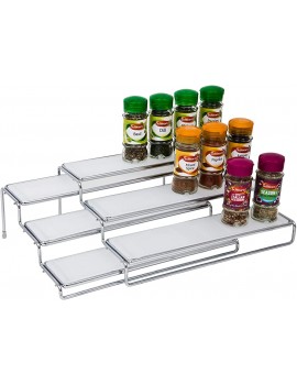 Amtido Spice Rack 3 Tier Expandable Cabinet and Shelf Organiser – Chrome - B07944231SI