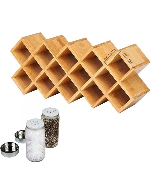 Bamboo Spice Rack 18-Jar Bamboo Countertop Spice Rack Organizer,Free Standing Spice Organiser 43.5cm x 9.5cm x 18.5cm - B07TXXQSGXX