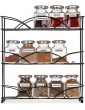 Fineway 3 Tier Freestanding Spice & Herb Rack- Non Slip Storage Organiser Store Up to 21 Spice Or Herb Bottles Kitchen & Pantry Space Saving Countertop Solution Black - B077GWZM3SZ