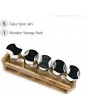 Glass Spice Jars with Wooden Storage Rack Set of 6 Pieces Wall Mounted Spice Rack for Saving Space Freestanding Dispensers for Pantry Ideal for Herb Seasoning & Dressing - B09N16VG3JU