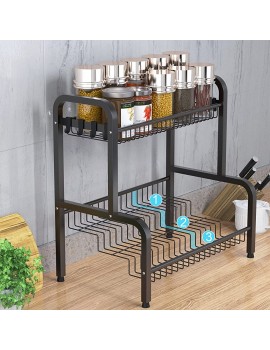 KZOPOGL spice racks free standing  Spice Storage Rack ，for Bathroom Kitchen powder room Countertop Storage，with 8 HooksBlack - B09MM18CP1D