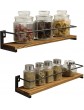 OROPY 2 Pack Spice Rack Wall Mounted Solid Wood Spice Shelf for Kitchen Wall Hanging Storage Shelves for Spices Herbs Jars 40x9x7cm-Rustic Brown - B082ZYJN9VO