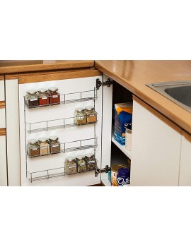 Ossian Chrome Spice Rack Wall Mounted Home Kitchen Space Saving Storage Solution Holder and Organiser Neatly Stores and Organises Herbs and Spices Jars Packets and Bottles 4 Tier - B0858X3GLLW