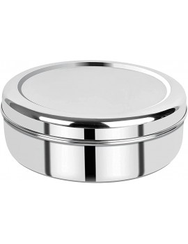 Pound Veg Spice Box Masala Dabba with 7 Compartments made out of Highest food grade stainless with FREE Serving spoon 18cm Stainless Steel Lid - B09WYL5XQ3P