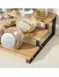 SONGMICS Spice Rack Set of 2 Cabinet Shelf Organisers 3-Tier Extendable Spice Holder Bamboo Stackable for Pantry Cupboard Countertop Natural and Black KCS016N01 - B08H4ZSHB8C
