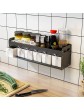 Spice Rack Wall Kitchen Holder without Drilling Spice Rack Hanging with 6 Spice Boxes and 6 Spoons Kitchen Rack Wall for Spices Aluminium Wall Mounted Spice Rack for Bathroom and Kitchen Black - B09VGC6JFMS