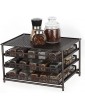 UOMIO Spice Rack 3-Tier Pull Out Spice Drawer 30 Bottle Metal Organizer Storage Shelf for Kitchen Cabinet Pantry Counter Brown - B08NP6642TX
